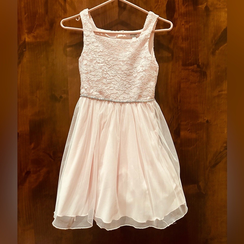Speechless Lace Bodice Tulle Party Dress - Pale Pink